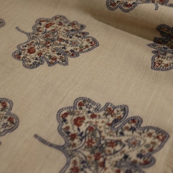 Vintage Brown Fringe Leaf Print Oversized Blanket Scarf Wrap 54x53 - Picture 8 of 10